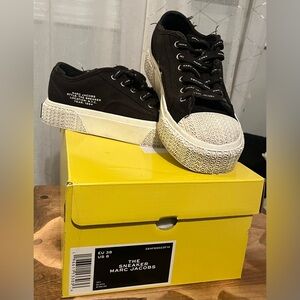 Marc Jacobs The Sneaker Black Canvas Logo Sole Sneakers | Women’s US 8